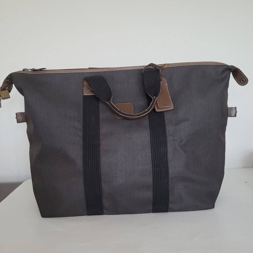 Mario Valentino Vintage Designer Duffle Bag Handbag XL Large Travel Brown Unisex